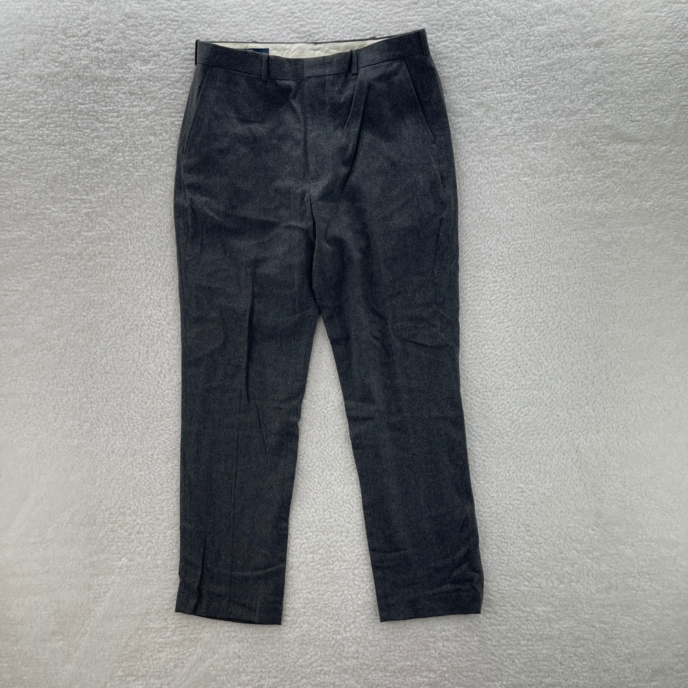 VTG Polo Ralph Lauren Dress Pants Mens 36x34 Gray Italian Wool Blend Preppy